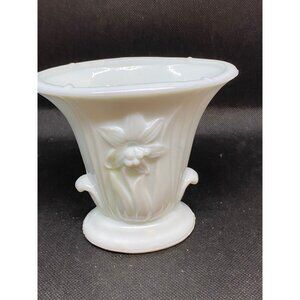 Akro Agate White/Blue Lily Vase Flower Vase